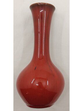 Blue Mountain Pottery BMP Red Drip Glaze Tall Bottle Vase Canadian Ceramic